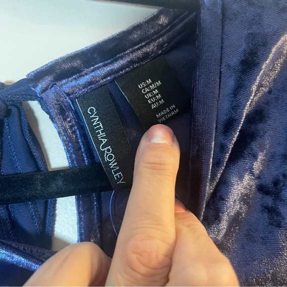 Cynthia Rowley Velvet Top in Rich Blue - Picture 3 of 9